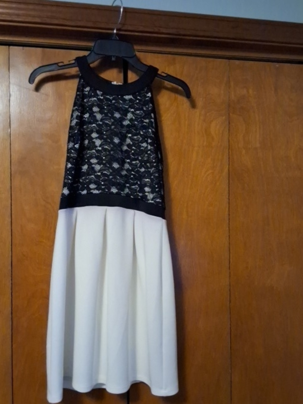 Sweet Storm Black Lace Halter Dress with Cream Skirt